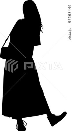 女性ファッションシルエットイラストのイラスト素材