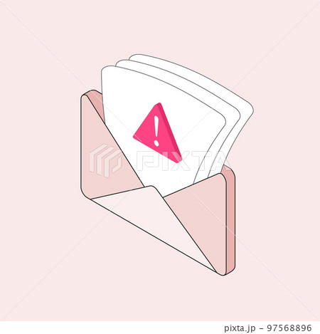 Fraud Email concept. Phishing scam fraudulent and spoofing e-mail text messages. Malware spreading virus, email spam distribution messages with envelope. Outline flat design isometric vector icon Fraud Email concept. Phishing scam fraudulent and spoofing e-mail text messages. Malware spreading virus, email spam distribution messages with envelope. Outline flat design isometric vector icon 97568896