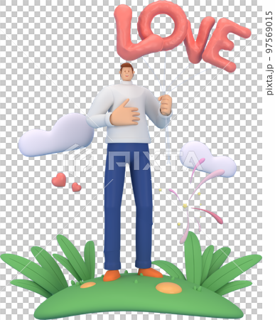 3d character in the festival of Valentine's Day. 3d rendering of graphic resourse. 3d character in the festival of Valentine's Day. 3d rendering of graphic resourse. 97569015