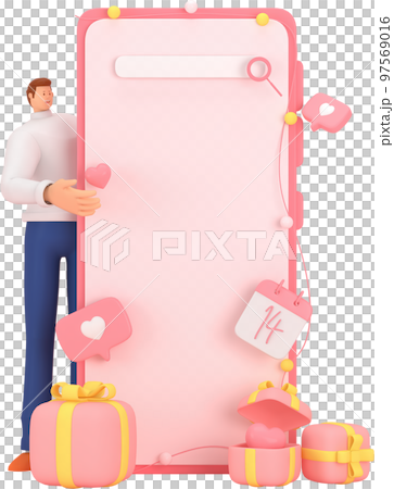 3d character in the festival of Valentine's Day. 3d rendering of graphic resourse. 3d character in the festival of Valentine's Day. 3d rendering of graphic resourse. 97569016