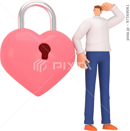 3d character in the festival of Valentine's Day. 3d rendering of graphic resourse. 3d character in the festival of Valentine's Day. 3d rendering of graphic resourse. 97569061