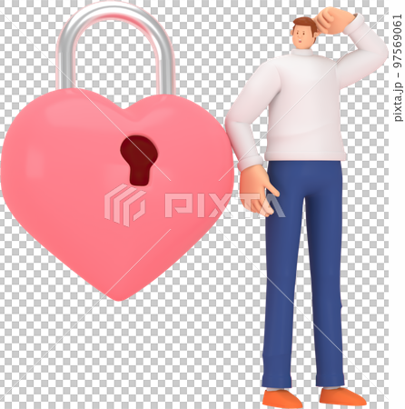 3d character in the festival of Valentine's Day. 3d rendering of graphic resourse. 3d character in the festival of Valentine's Day. 3d rendering of graphic resourse. 97569061