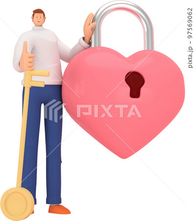 3d character in the festival of Valentine's Day. 3d rendering of graphic resourse. 97569062