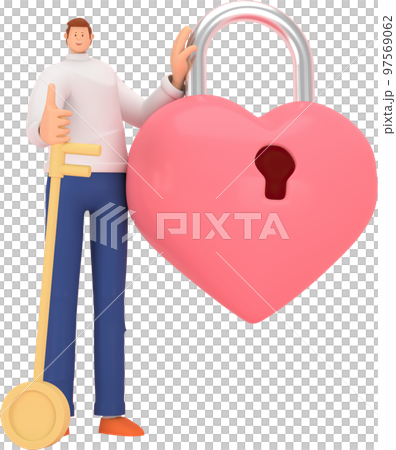 3d character in the festival of Valentine's Day. 3d rendering of graphic resourse. 97569062