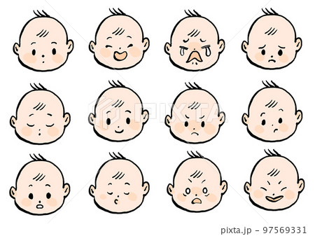 シンプルでかわいい赤ちゃんの表情イラスト 97569331