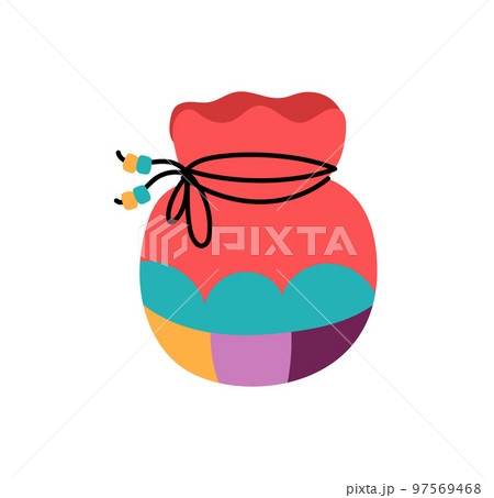 Traditional Korean color New Year Lucky Bag or Seollal Fortune Pocket or Bokjumeoni. Pukchumoni Art vector illustration for Lunar 97569468