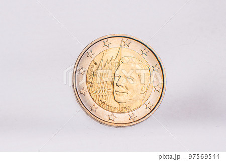 A collection of two euros commemorative coins. In a row, copy space. Concept of numismatic, finance, european currency A collection of two euros commemorative coins. In a row, copy space. Concept of numismatic, finance, european currency 97569544