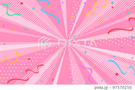 紙吹雪が舞う、ポップでかわいいピンク色の放射状の線 97570250