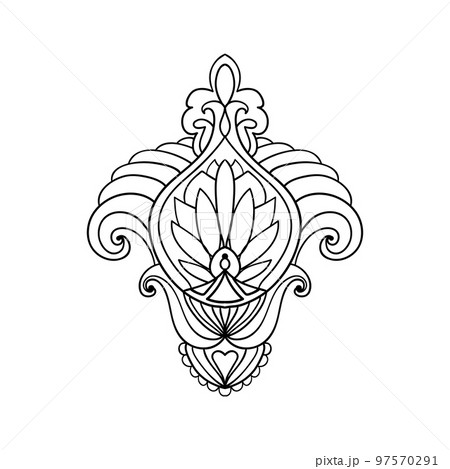 Abstract doodle lacy pattern for decoration. Decorative ornament. Coloring book page. 97570291