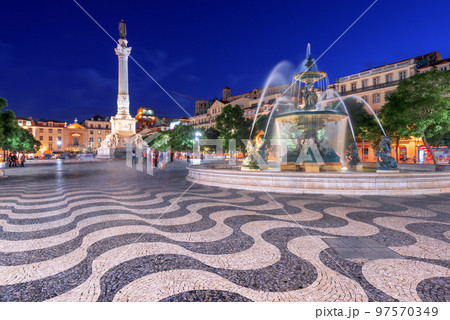 Lisbon, Portugal Cityscape at Rossio Square 97570349