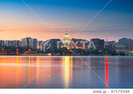 Madison, Wisconsin, USA Downtown Skyline on Lake Monona Madison, Wisconsin, USA Downtown Skyline on Lake Monona 97570386