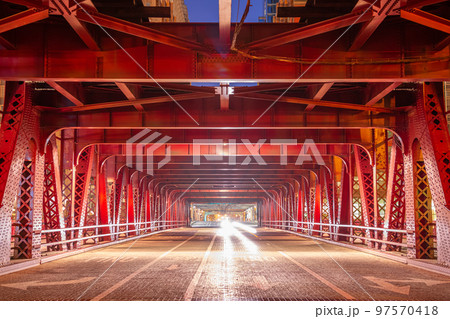 Chicago, Illinois, USA Bridge at Night Chicago, Illinois, USA Bridge at Night 97570418