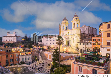 Rome, Italy at the Spanish Steps from Above 97570431