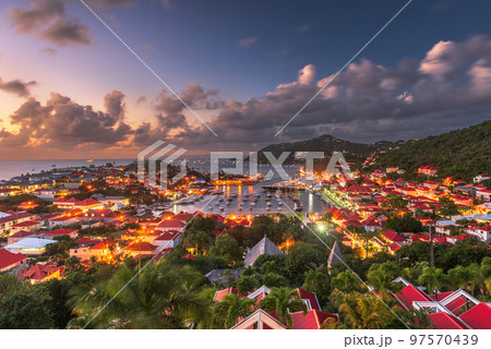 Gustavia, Saint Barthelemy skyline and harbor in the West Indies of the Caribbean 97570439