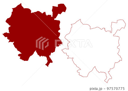 Newark and Sherwood Non-metropolitan district (United Kingdom of Great Britain and Northern Ireland, ceremonial county Nottinghamshire or Notts, England) map vector illustration, scribble sketch map Newark and Sherwood Non-metropolitan district (United Kingdom of Great Britain and Northern Ireland, ceremonial county Nottinghamshire or Notts, England) map vector illustration, scribble sketch map 97570775