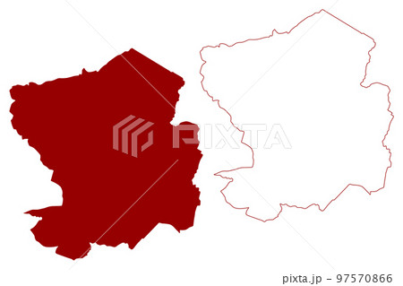 Nuneaton and Bedworth Non-metropolitan district, Borough (United Kingdom of Great Britain and Northern Ireland, ceremonial county Warwickshire or Warks, England) map vector, scribble sketch 97570866
