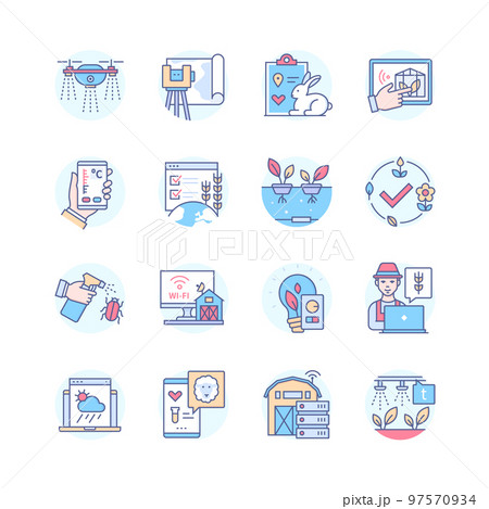 Smart farm - line design style icons set Smart farm - line design style icons set 97570934