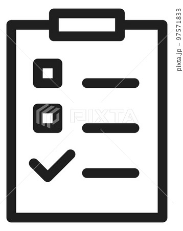Checklist icon. Paper document with checkmark linear symbol 97571833