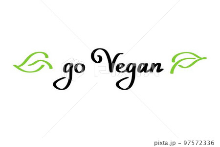 Vegan handdrawn text green vector lettering illustration. 97572336