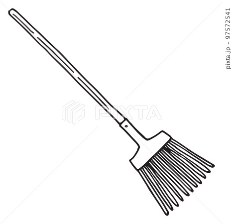 Broom sketch. Hand drawn cleaning tool doodle 97572541
