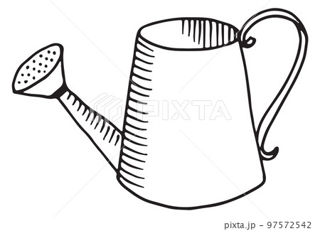 Watering can icon. Hand drawn gardening tool 97572542