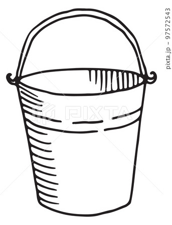 Metal bucket sketch. Hand drawn water container 97572543
