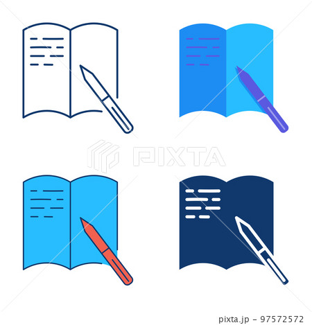 Write journal icon set in flat and line styleのイラスト素材 [97572572] - PIXTA