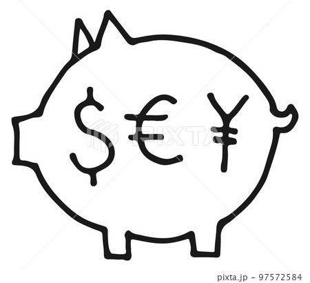 Money pig doodle icon. Financial savings sketch Money pig doodle icon. Financial savings sketch 97572584