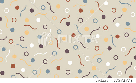 Playful seamless pattern drawn by hand. Cute print with flying confetti. Creative minimalist style art background. Fun pastel colored doodle seamless pattern. Abstract random figures 97572778
