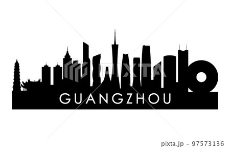 Guangzhou skyline silhouette. 97573136