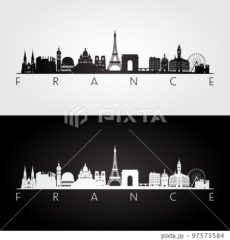 France skyline and landmarks silhouette 97573584