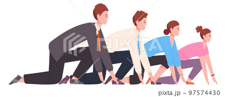 Corporate workers ready to race. Team work challenge Corporate workers ready to race. Team work challenge 97574430
