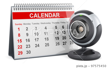 Desk calendar with webcam, 3D rendering 97575450