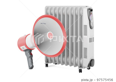 Electric oil heater with megaphone, 3D rendering 97575456