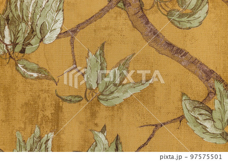 Leaves hand drawn pattern. Digital drawing and watercolor texture. Botanical wallcovering, wallpaper Leaves hand drawn pattern. Digital drawing and watercolor texture. Botanical wallcovering, wallpaper 97575501