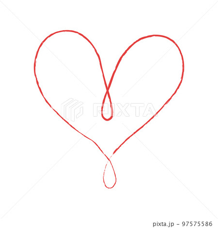 Hand sketch drawing red line heart, Love doodle isolated on white background - Vector 97575586