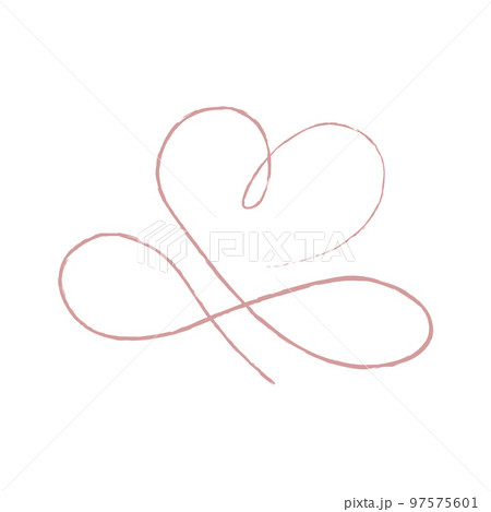 Red thin lines two hearts love infinity symbol on white background - Vector 97575601