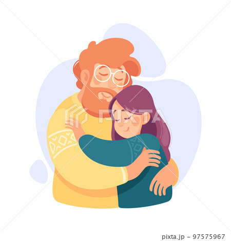 Embracing Dad and Daughter Loving and Feeling Happy Vector Illustration Embracing Dad and Daughter Loving and Feeling Happy Vector Illustration 97575967