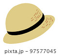 黒いリボンの麦わら帽子のイラスト 97577045