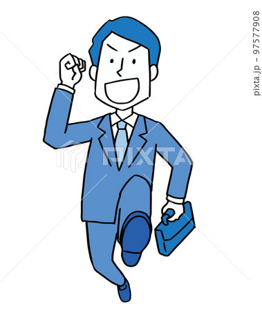 元気よく進む男性会社員 97577908