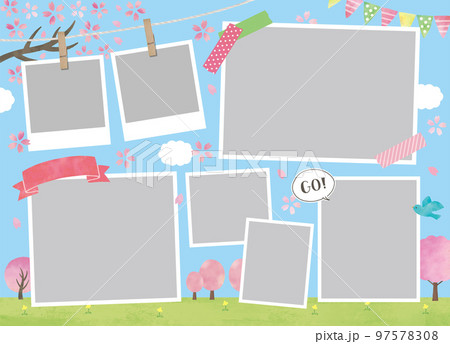 春の景色と桜のフォトアルバムテンプレート 97578308