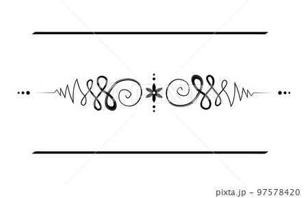 Unalome masculine and feminine symbol, flower of life. Hindu or Buddhist sign representing path to enlightenment. Yantras Tattoo icon. Simple black and white ink drawing, isolated vector illustration Unalome masculine and feminine symbol, flower of life. Hindu or Buddhist sign representing path to enlightenment. Yantras Tattoo icon. Simple black and white ink drawing, isolated vector illustration 97578420