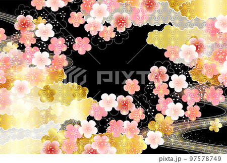 梅　和柄　春　背景 97578749