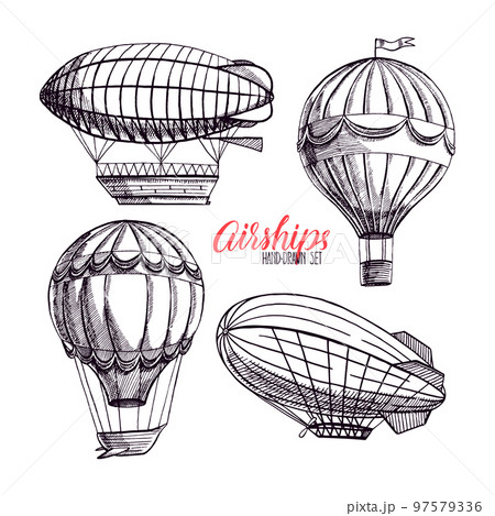 set of vintage airships set of vintage airships 97579336