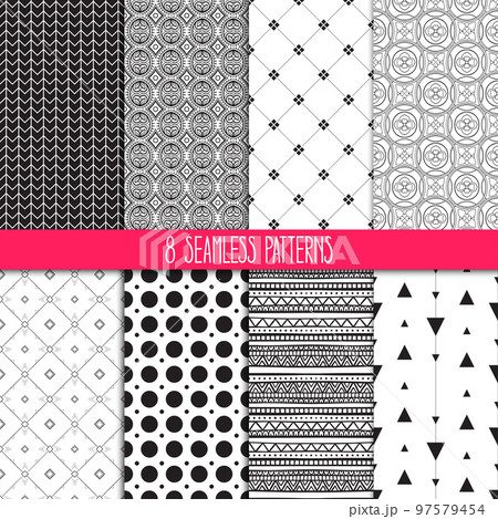 set of black and white patterns 97579454
