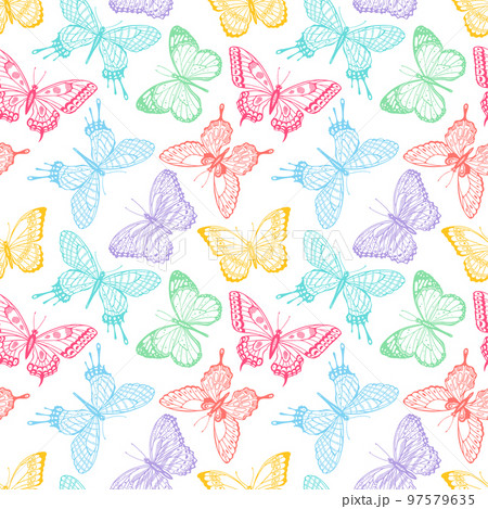 seamless sketch multicolored butterflies seamless sketch multicolored butterflies 97579635