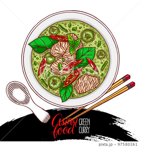 Green curry illustration Green curry illustration 97580161
