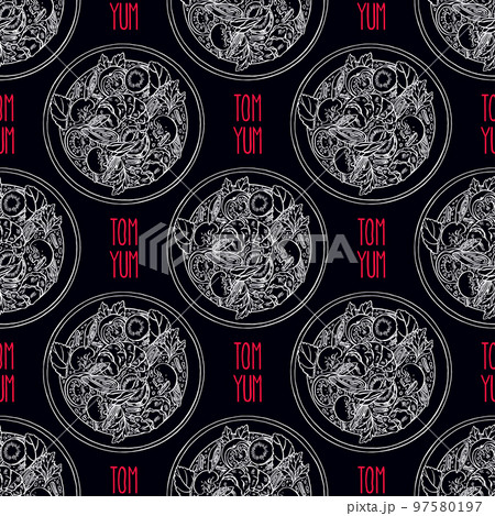 seamless background of sketch tom yum 97580197