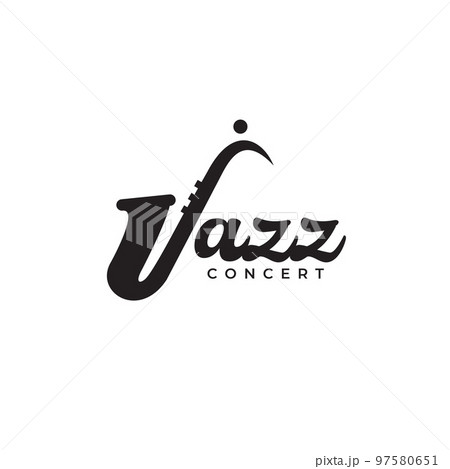 Jazz concert logo incorporated with saxophone form J letter 97580651