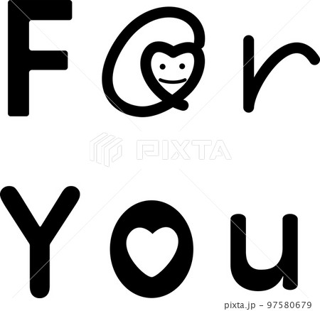 可愛いハートのForYouの文字、黒 97580679